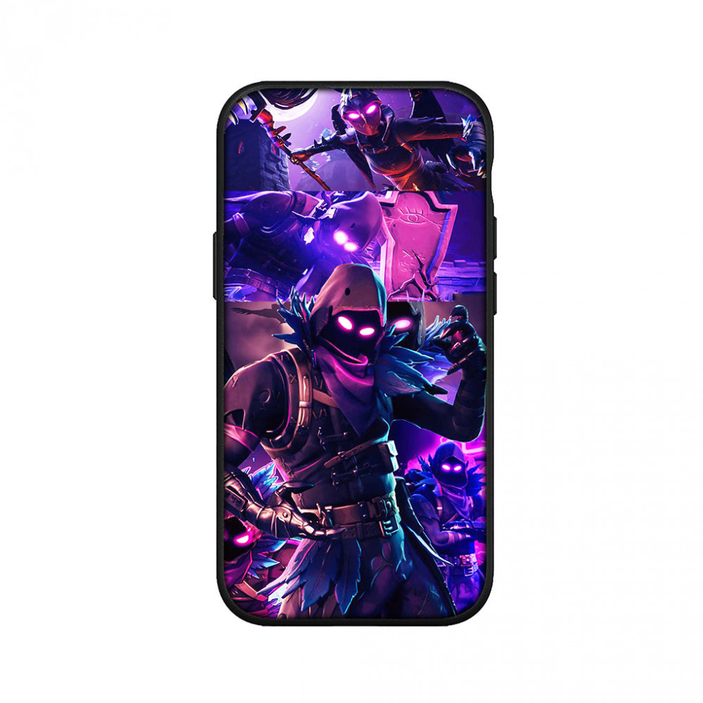 Coque iPhone 14 Pro Fortnite Personnages Corbeaux Violets