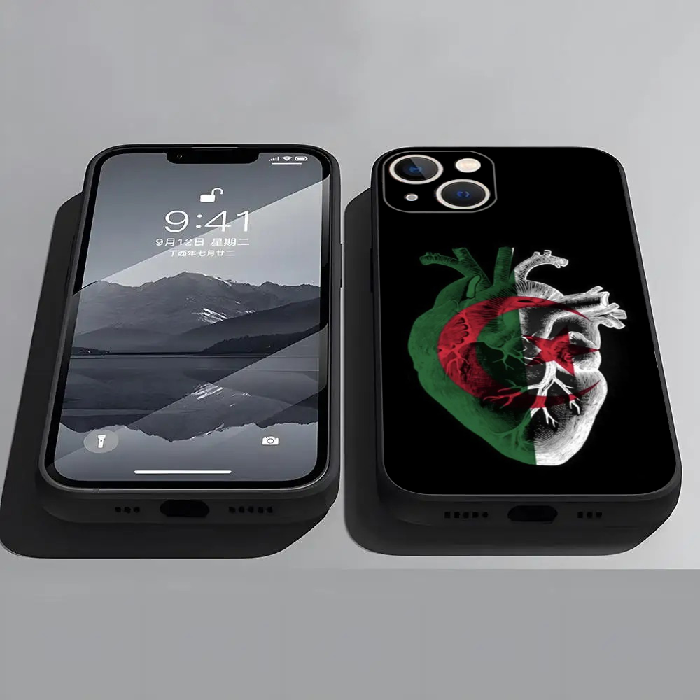 Coque iPhone 16 Drapeau Algérie Cœur - Protection Unique