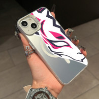 Coque iPhone Motif Masque Kitsune Rose et Noir - Design Japonais