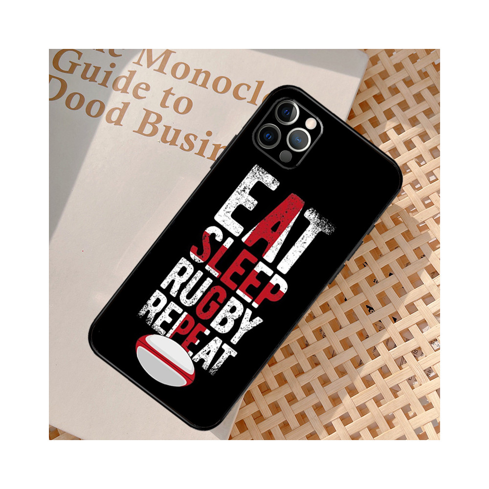 Coque iPhone 12 mini Rugby : Eat Sleep Rugby Repeat