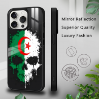 Coque iPhone 15 Pro Drapeau Algérie Tête de Mort Design Unique