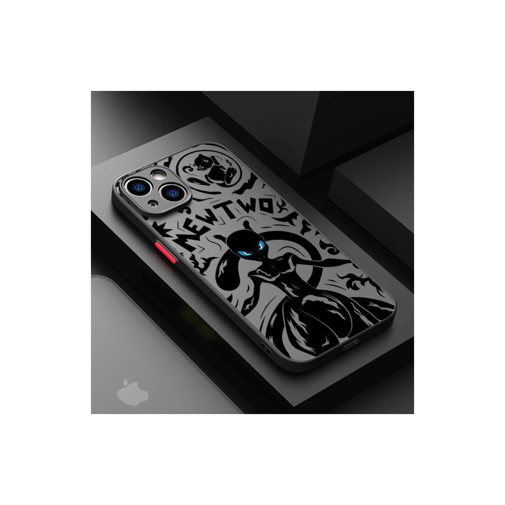 Coque iPhone 14 Mewtwo - Design Pokémon Noir et Blanc