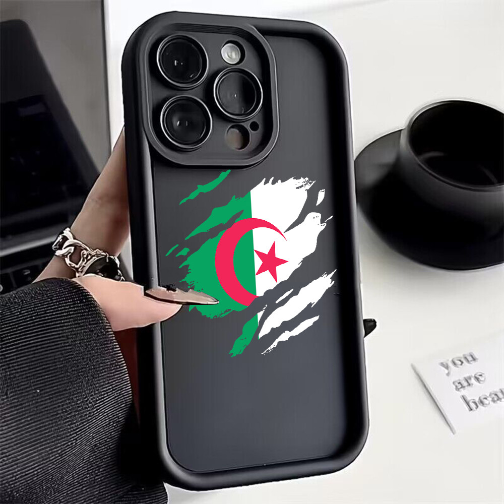 Coque iPhone 16 Pro Max Drapeau Algérie Effet Déchiré