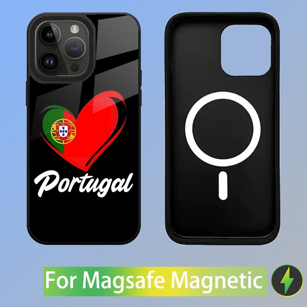 Coque iPhone MagSafe Portugal - Design Drapeau et Cœur