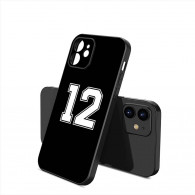 Coque iPhone Noir Numéro 12 Personnalisable