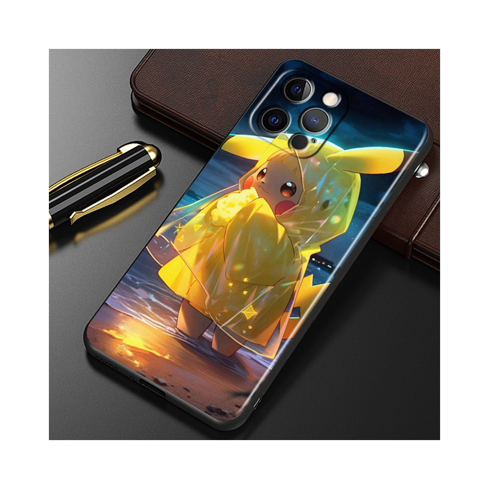 Coque iPhone 15 Pro Pikachu Pluie - Protection Élégante Pokémon