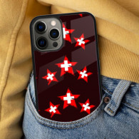 Coque iPhone 16 Pro Design Suisse - Étoiles et Croix Rouges