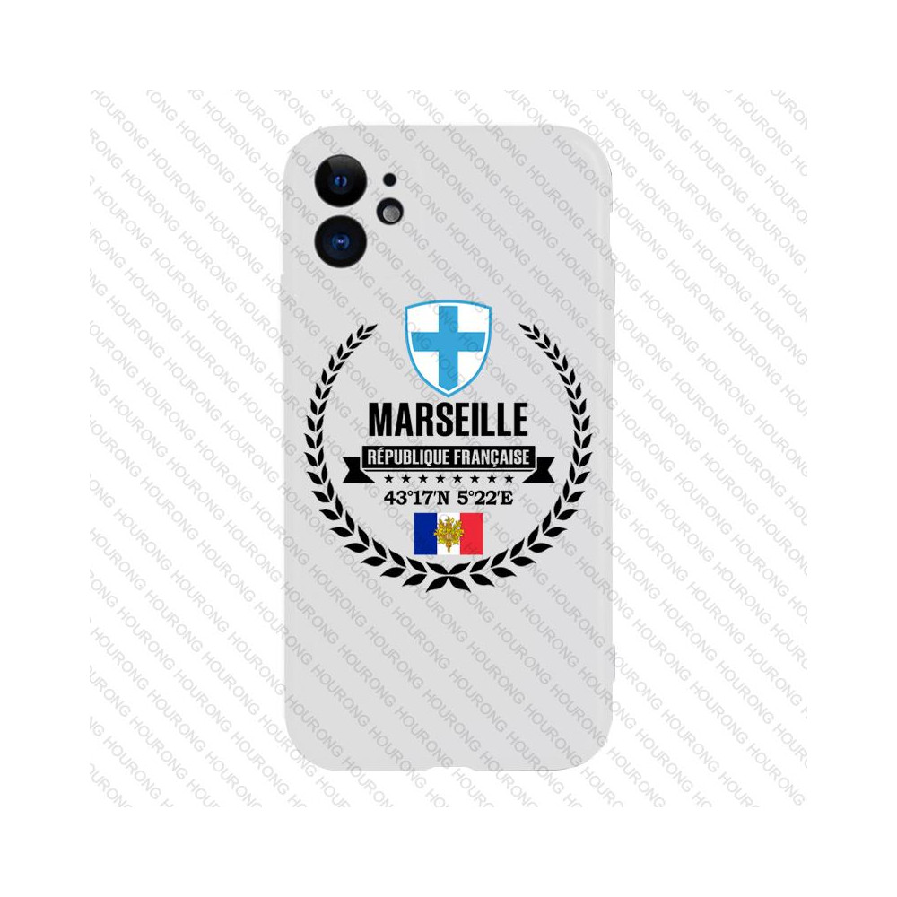 Coque iPhone 13 mini - Marseille - Blason et Coordonnées GPS