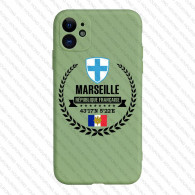 Coque iPhone 11 Pro Marseille Vert - Drapeau France & Coordonnées GPS