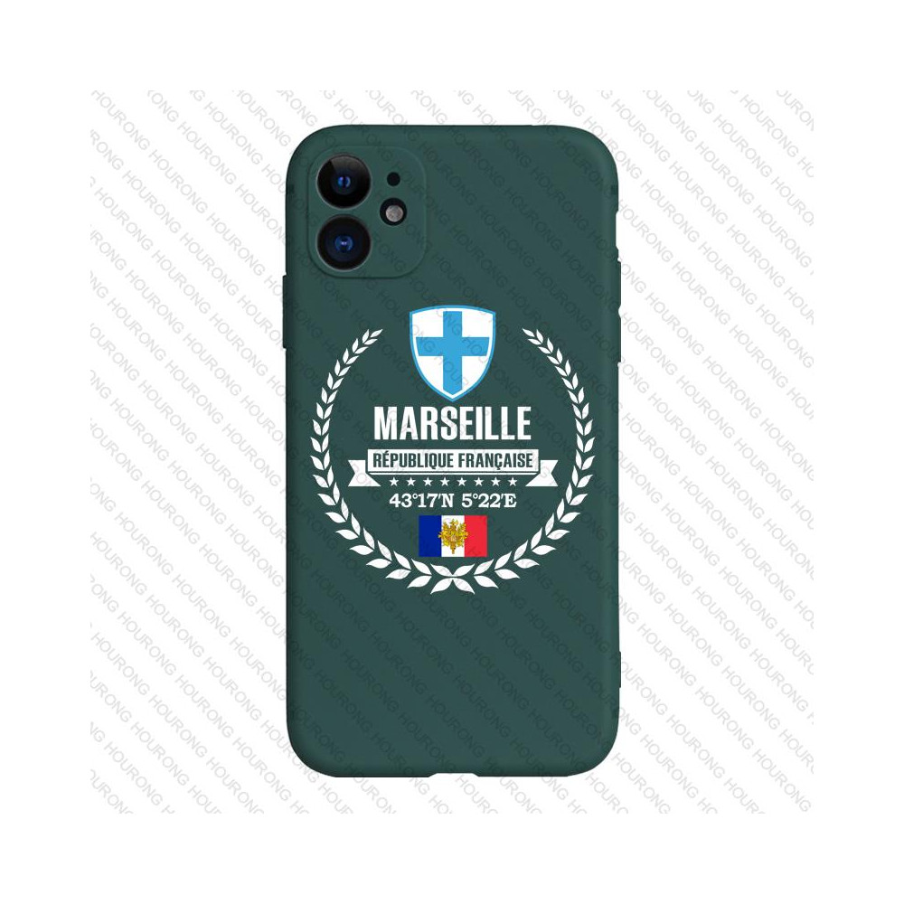 Coque iPhone Marseille Vert - Blason & Drapeau Français