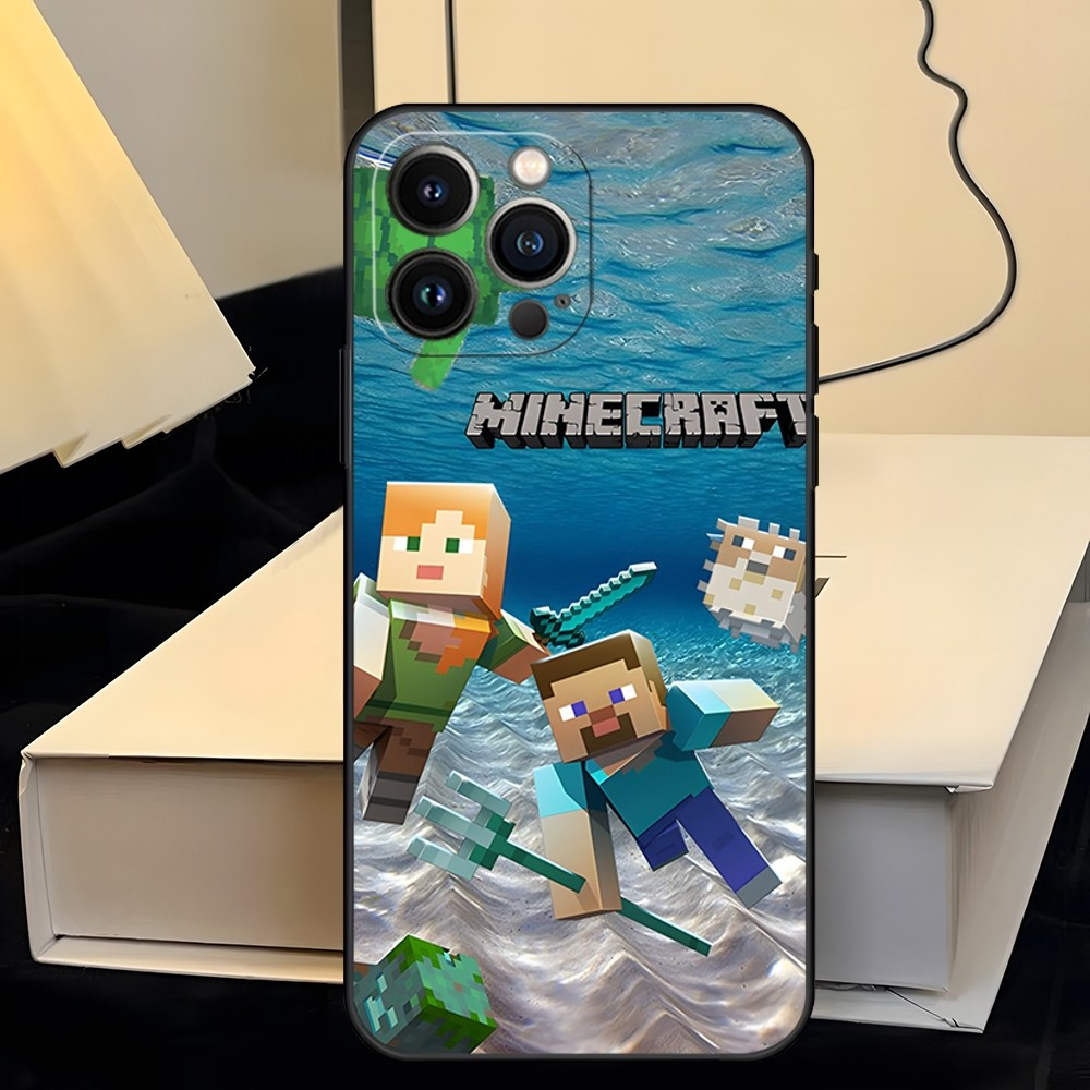 Coque iPhone 13 Pro Max Thème Minecraft - Aventure Aquatique