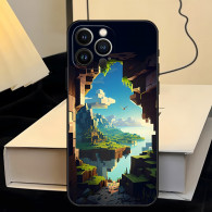 Coque iPhone - Paysage Minecraft - Design Unique et Coloré