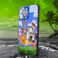 Coque iPhone 15 Minecraft - Personnages et Paysage Emblématiques