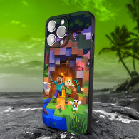 Coque iPhone 15 Pro Max Minecraft - Steve et Alex en Aventure