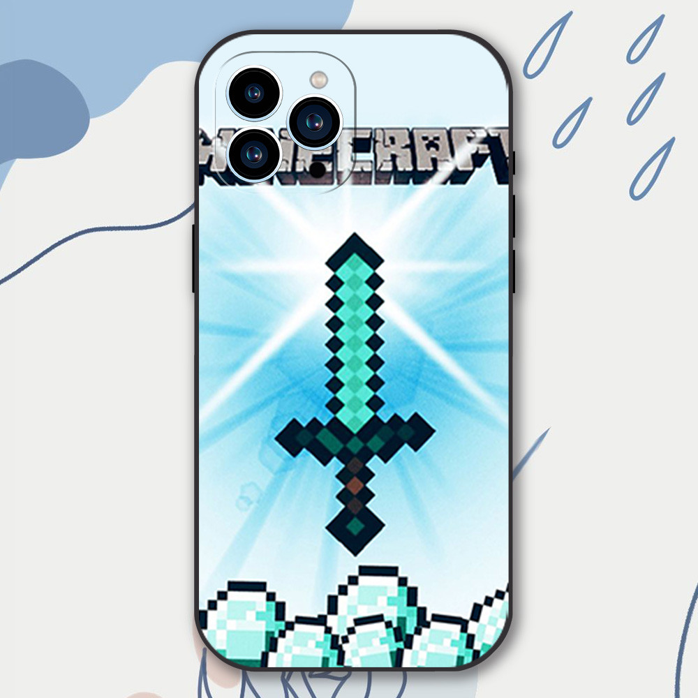 Coque iPhone 15 Minecraft Épée en Diamant - Design Exclusif