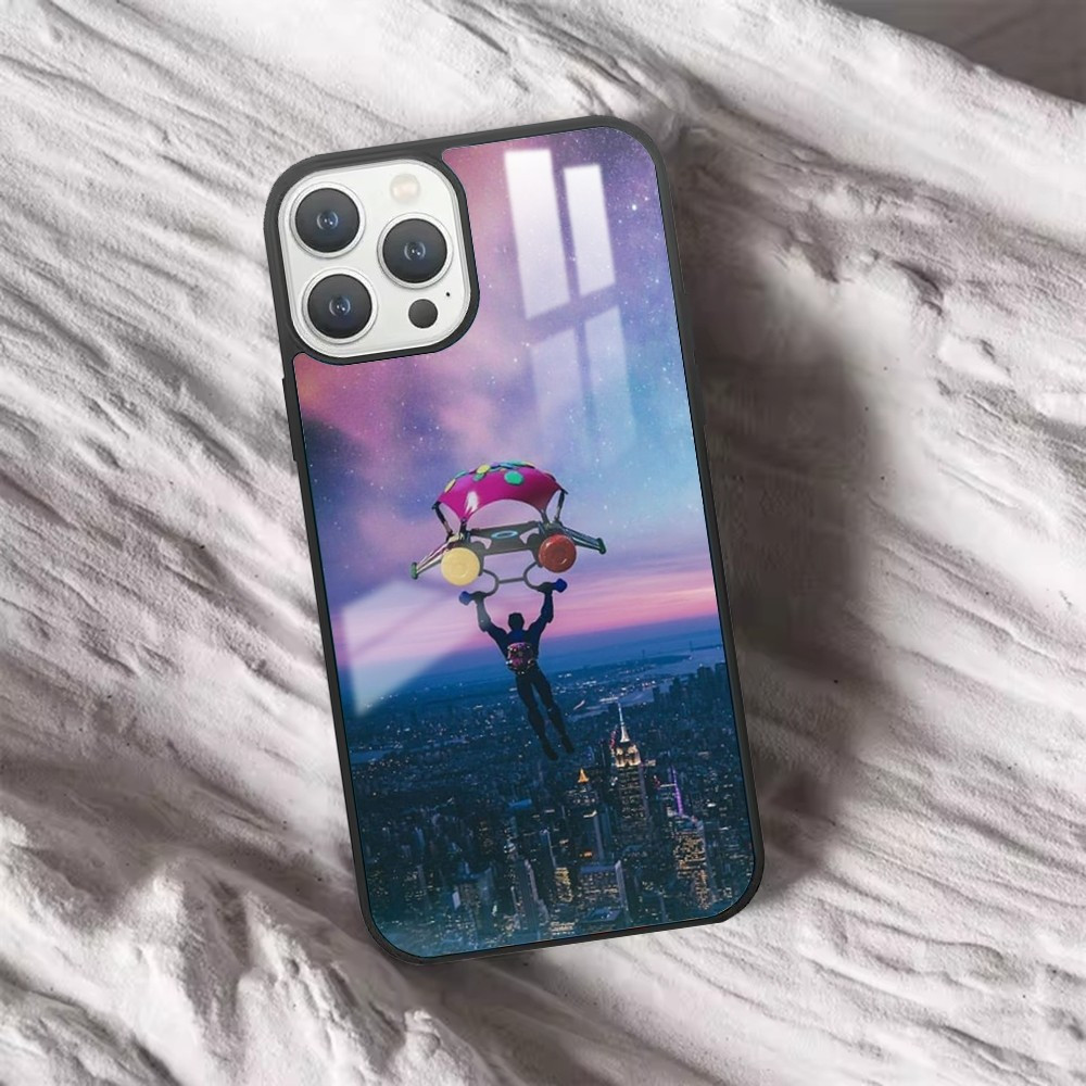 Coque iPhone 15 Plus - Parachutiste au-dessus de New York au crépuscule