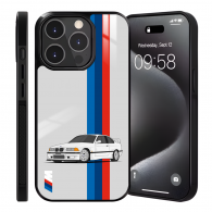 Coque iPhone 15 Plus - BMW Série 3 E36 Blanche - Design Sportif et Élégant