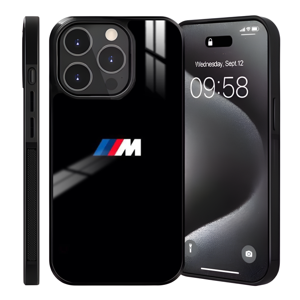 Coque iPhone 15 Pro noire BMW Logo M - Protection élégante