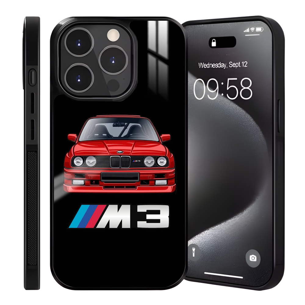 Coque iPhone 15 Pro BMW M3 E30 Rouge - Design Sportif & Protection Optimale