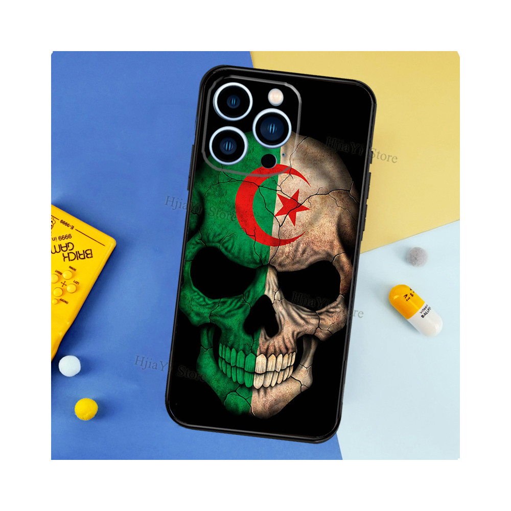 Coque iPhone 14 Pro Max Tête de Mort Drapeau Algérien