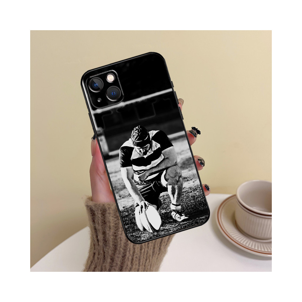 Coque iPhone 14 Pro Rugby Noir et Blanc : L'esprit du jeu à portée de main