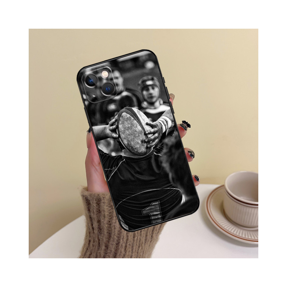 Coque iPhone XS Max Rugby en Noir et Blanc - L'esprit du jeu