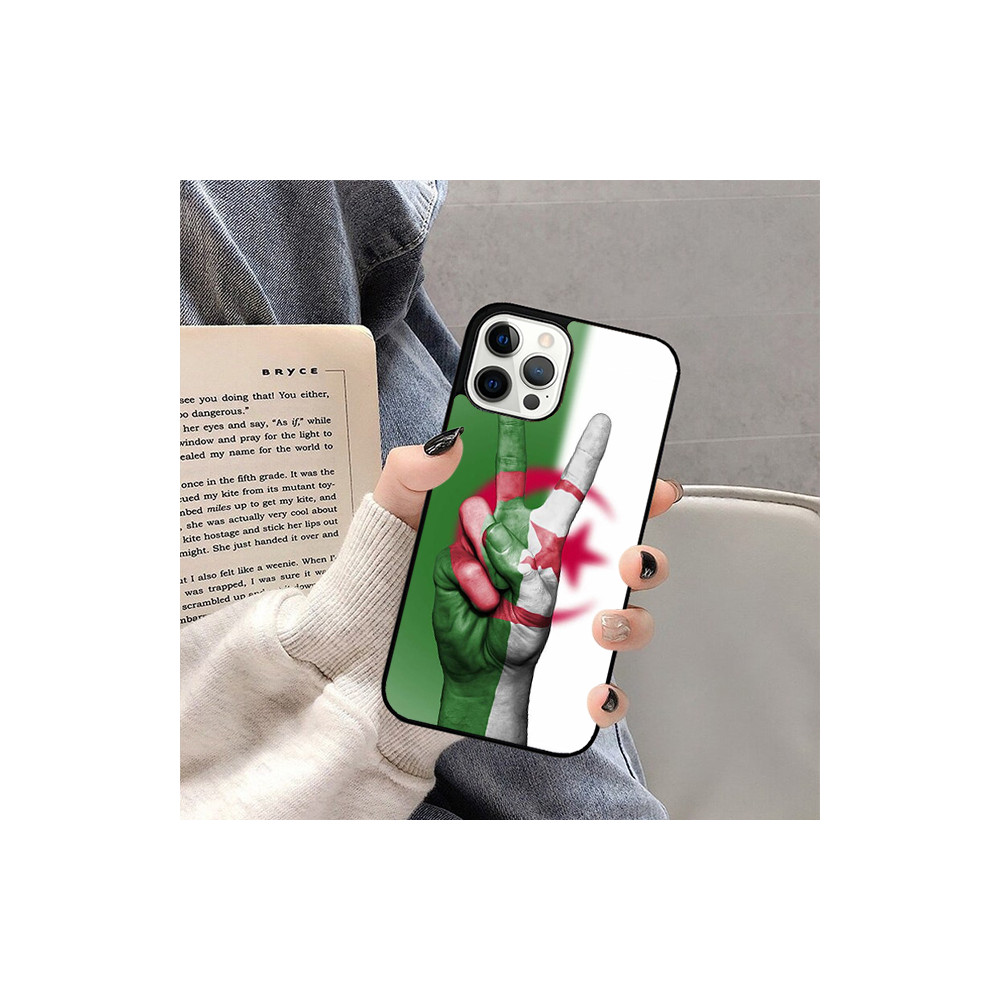 Coque iPhone 16 Pro Drapeau Algérie Main Signe de Paix