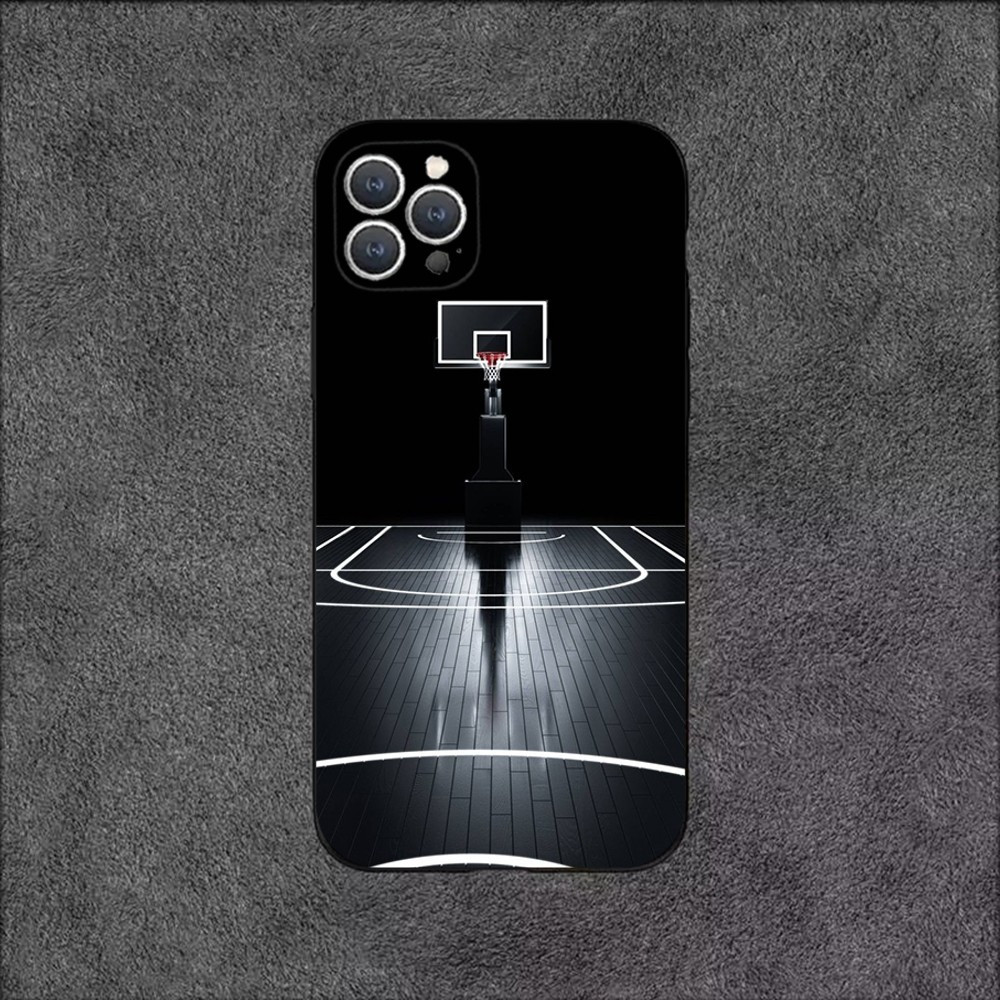 Coque iPhone XR Design Terrain de Basketball Noir