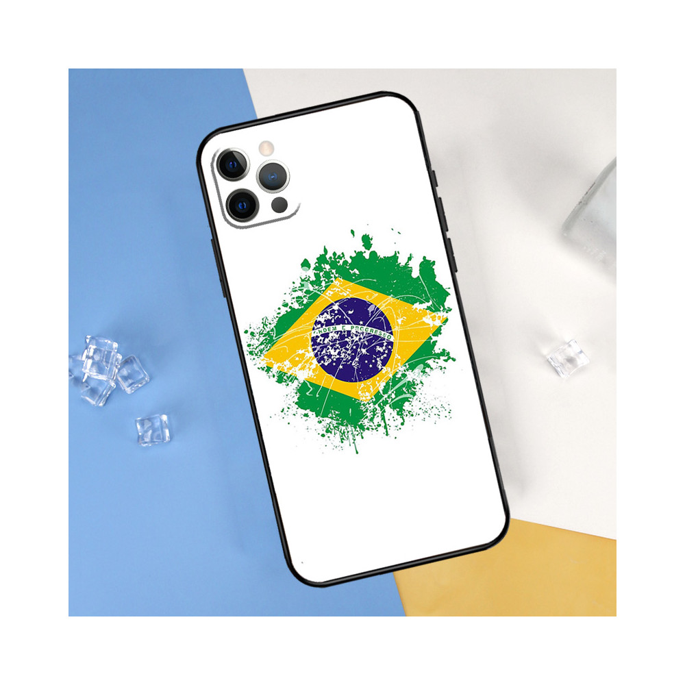 Coque iPhone 12 Pro Drapeau Brésil Abstrait