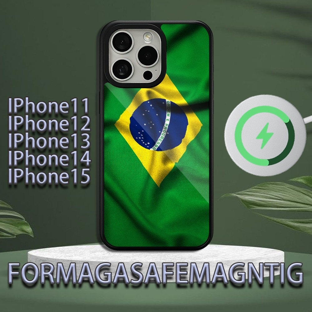 Coque iPhone 15 Pro Max Drapeau Brésilien FormagaSafeMagntig