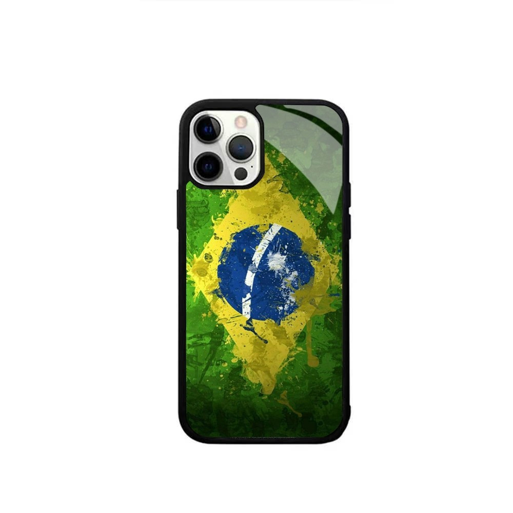 Coque iPhone 12 Drapeau Brésil Peinture Artistique